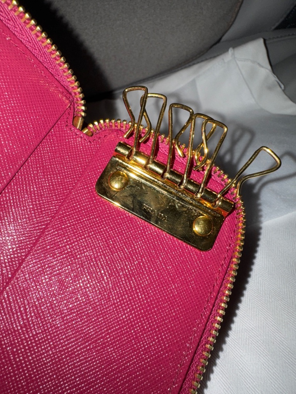 Prada Zip-Around Saffiano Key Waller in Berry - Picture 5 of 7
